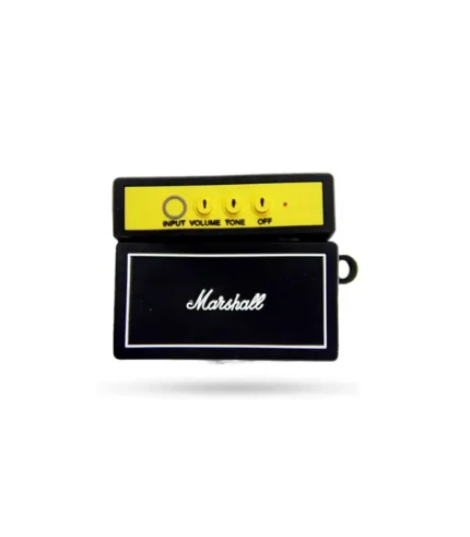 Marshall amp AirPods case, guitar AirPods case, musician AirPods cover, silicone AirPods case, rock style earbuds case, AirPods Pro case for musicians, cool AirPods cover, black TWS case, shockproof silicone AirPods case, unique AirPods case, earbuds case for guitar lovers, amplifier AirPods case, stylish AirPods case for men, music-themed earbuds cover, TWS case for musicians