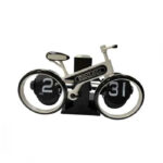 MidClock HY-F117 Unique Bicycle Vintage Flip Desk Clock – White +Black Color
