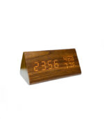 Triangle Wooden Style Digital LED Clock- Dark Wood Color