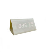 Triangle Wooden Style Digital LED Clock- white wood