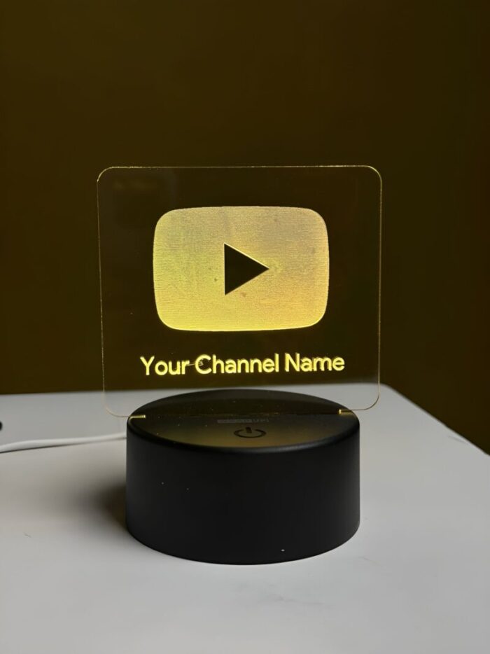 Customizable YouTube Logo Design Acrylic Multicolor Night Lamp