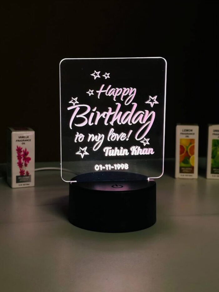 Customizable Happy Birthday Design Acrylic Multicolor Night Lamp