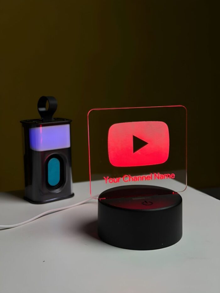 Customizable YouTube Logo Design Acrylic Multicolor Night Lamp