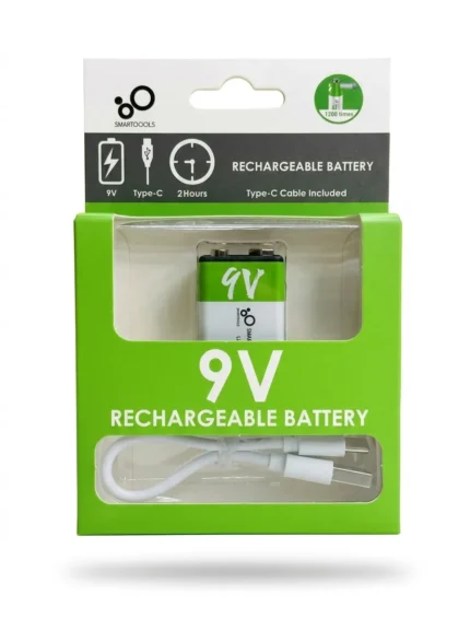 SmarToools 9V Type-C Lithium Rechargeable Battery