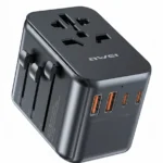 Awei C-39 35W GaN Universal Travel Adapter – 5-Port Multi-Function Fast Charger,International Plug for EU/UK/US/AU