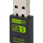 GearUP 600Mbps Dual Band WiFi + Bluetooth Adapter For Windows PC/Laptop- (Driver Free Version, WiFi Hotspot Supported, 2.4GHz + 5GHz)