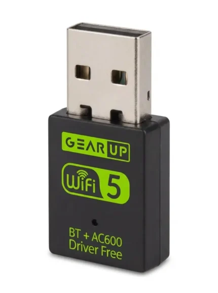 GearUP 600Mbps Dual Band WiFi + Bluetooth Adapter For Windows PC/Laptop- (Driver Free Version, WiFi Hotspot Supported, 2.4GHz + 5GHz)